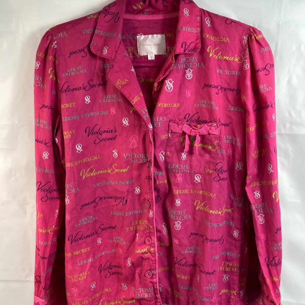 Victorias Secret Size S Signature Pink Pajama Set Top and Bottom Cotton